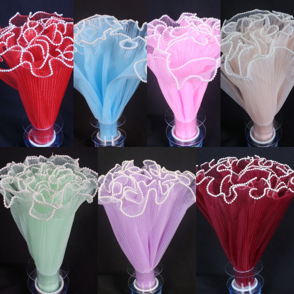 Florist Supply House - วัสดุตาข่ายลูกไม้ลายคลื่นมุกสำหรับห่อช่อดอกไม้ ขนาด 28 ซม. x 4
