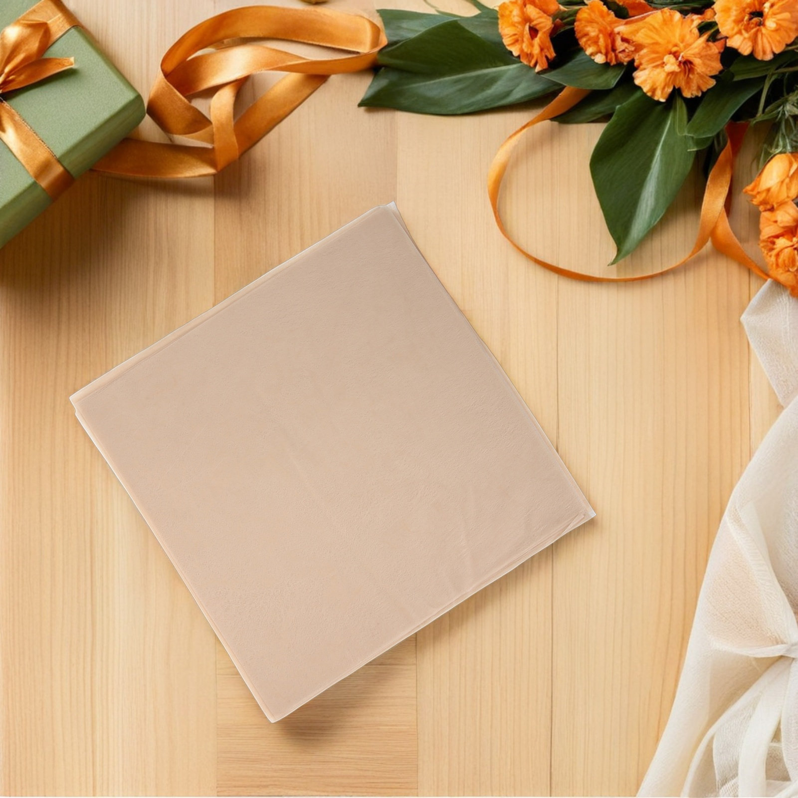 Supply For Florist - กระดาษห่อดอกไม้กันน้ำ 100 แผ่น สีเบจ ขนาด 11.8x11.8